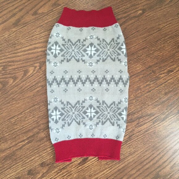Pet Sweater Matching Family PJs Large Gray Red Winter Fairisle Snowflakes Xmas - Picture 2 of 6